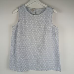 Talbots Sleeveless Top in Blue and White Geometric Pattern
